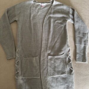 No Boundaries Gray Cardigan Sweater Lightweight Knit